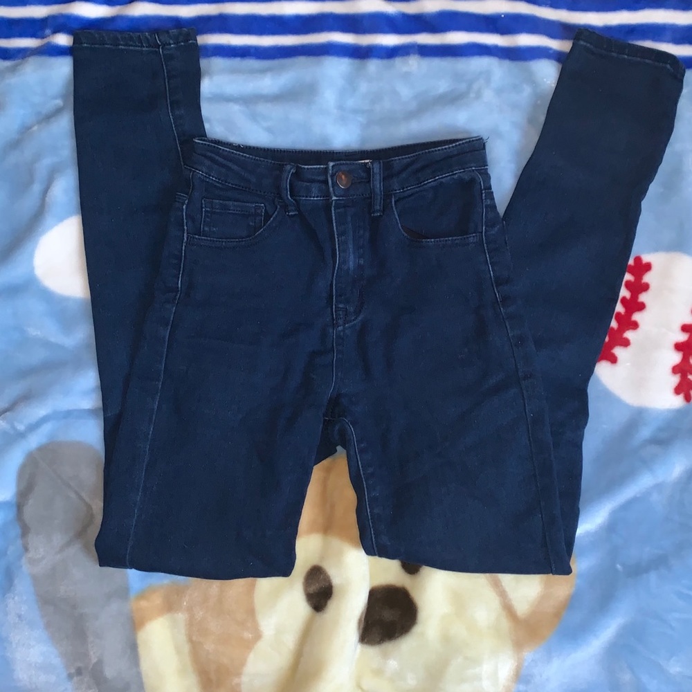 Navy Blue Skinny Jeans (High Waisted)